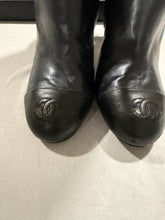 Load image into Gallery viewer, Chanel 14K Black Pearly Tall Boots CC Captoe
