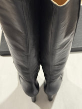 Load image into Gallery viewer, Chanel 14K Black Pearly Tall Boots CC Captoe
