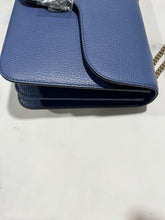 Load image into Gallery viewer, Gucci Pebbled Leather Blue Flap Crossbody Bag
