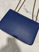 Load image into Gallery viewer, Gucci Pebbled Leather Blue Flap Crossbody Bag
