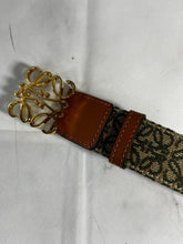 Load image into Gallery viewer, Loewe Anagram Green Jacquard Logo Leather Belt
