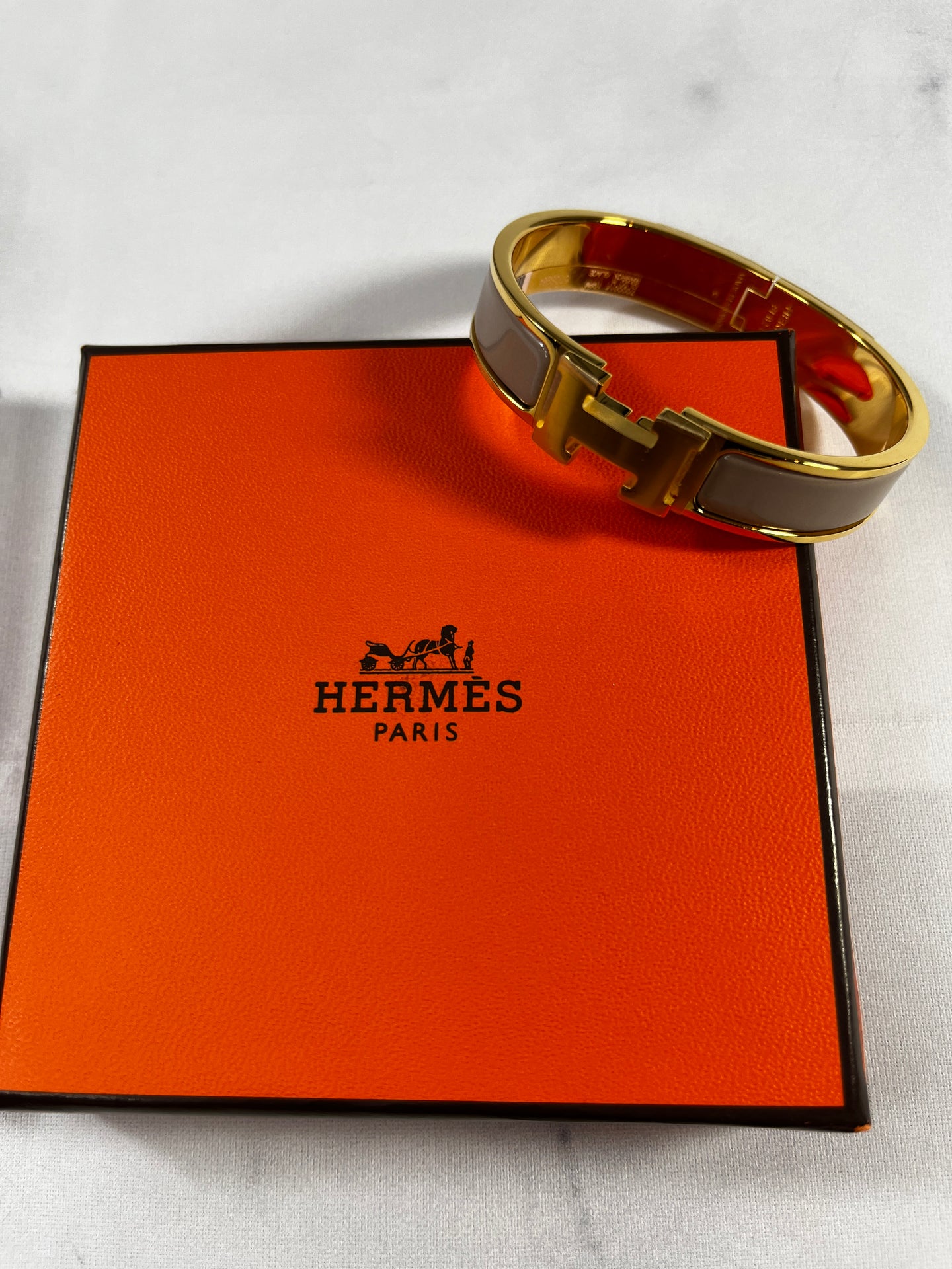 Hermes Marron Glace Gold Plated H Clic Clac Bangle