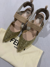 Load image into Gallery viewer, Fendi Colibri Gold Beaded Heels size 36.5
