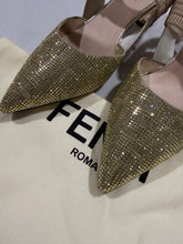 Load image into Gallery viewer, Fendi Colibri Gold Beaded Heels size 36.5
