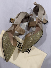 Load image into Gallery viewer, Fendi Colibri Gold Beaded Heels size 36.5
