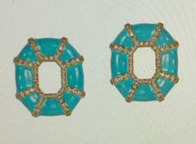 Load image into Gallery viewer, NeverNot Turquoise Enamel Diamond Earrings
