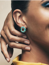 Load image into Gallery viewer, NeverNot Turquoise Enamel Diamond Earrings
