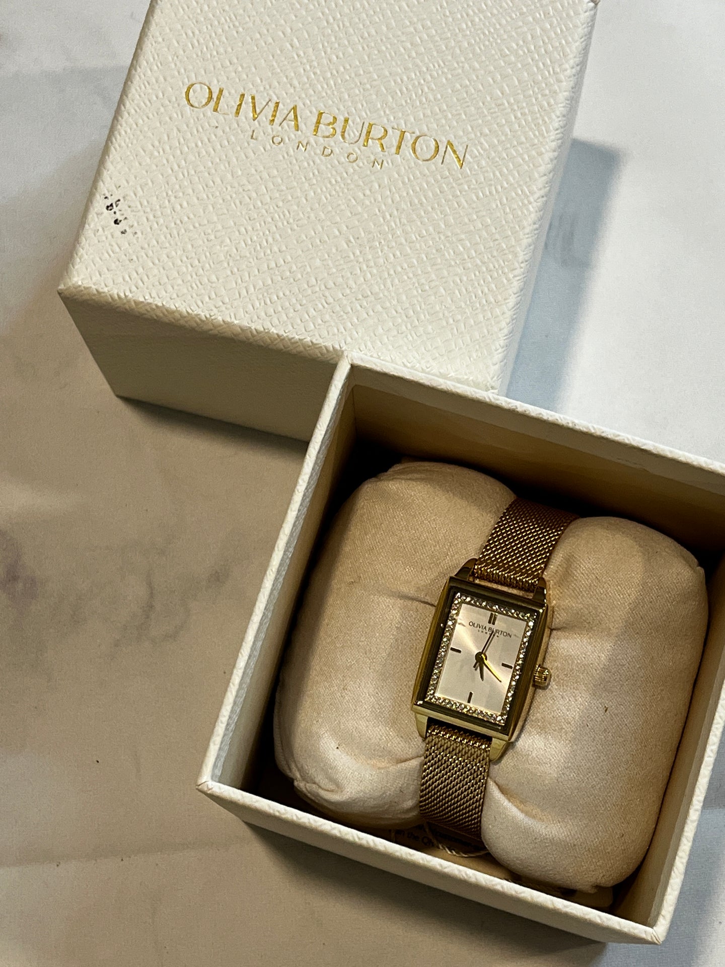 Olivia Burton London Rectangle Gold Mesh Watch