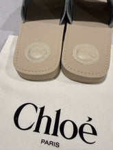 Load image into Gallery viewer, Chloe Blue Woody Canvas Slide Sandals
