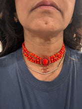 Load image into Gallery viewer, Chanel 24 Metiers D'Art Runway Red Orange 3 Row Choker Necklace

