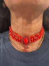 Load image into Gallery viewer, Chanel 24 Metiers D'Art Runway Red Orange 3 Row Choker Necklace
