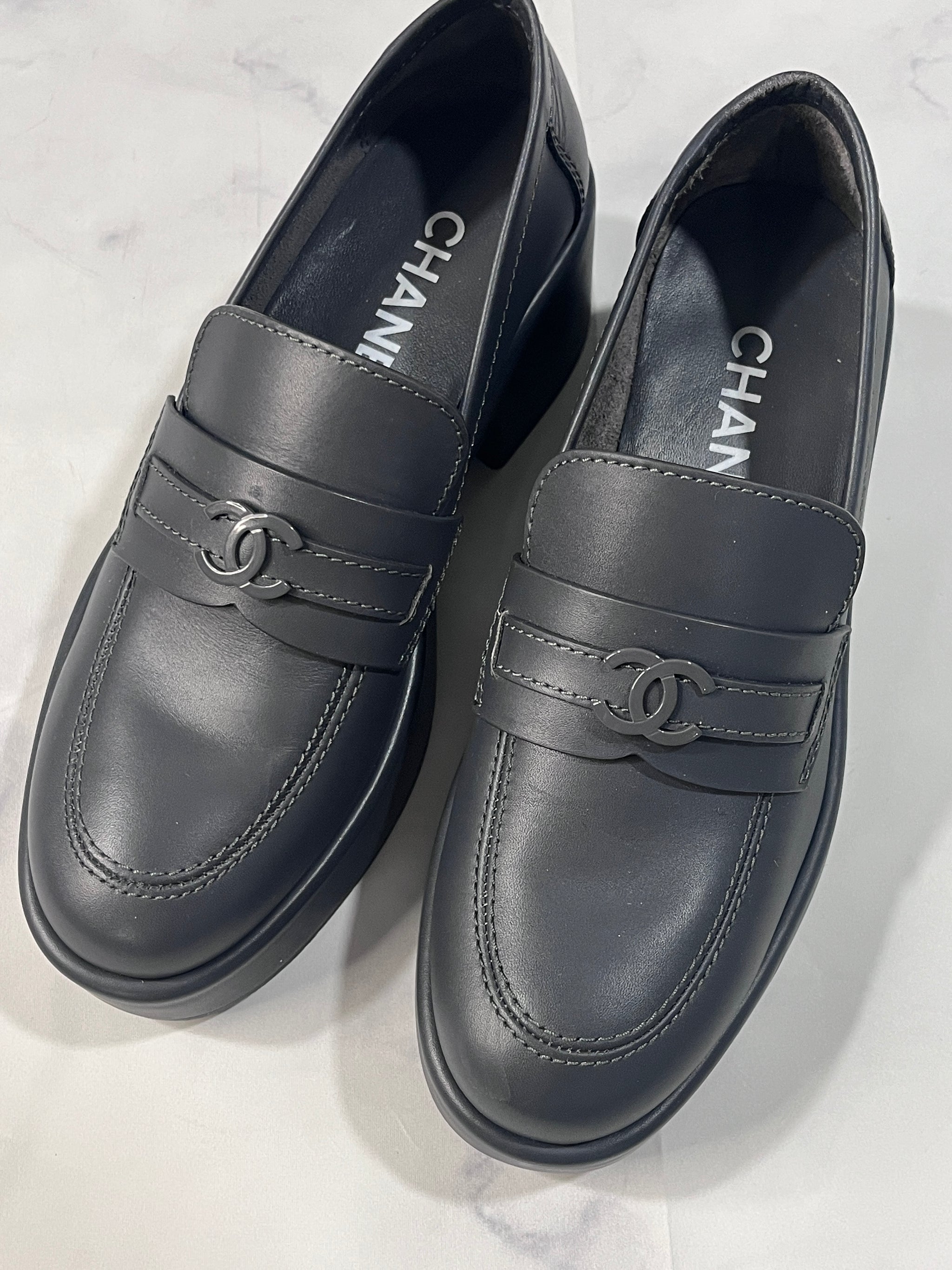 Chanel Gray Platform Loafers – The Millionaires Closet