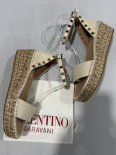 Load image into Gallery viewer, Valentino Garavani Ivory Rockstud Espadrille Wedge Sandal
