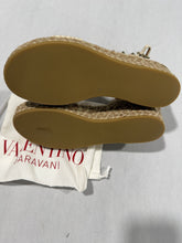 Load image into Gallery viewer, Valentino Garavani Ivory Rockstud Espadrille Wedge Sandal
