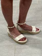 Load image into Gallery viewer, Valentino Garavani Ivory Rockstud Espadrille Wedge Sandal
