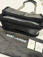 Load image into Gallery viewer, Saint Laurent YSL Black Shearling Nikki Crossbody Shoulder Bag
