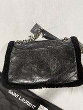 Load image into Gallery viewer, Saint Laurent YSL Black Shearling Nikki Crossbody Shoulder Bag
