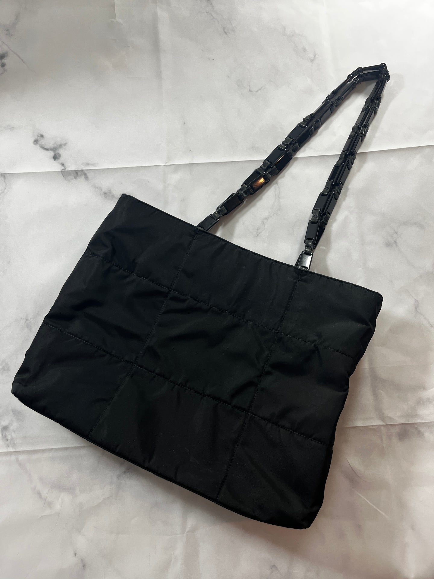 Prada Black Nylon Top Handle Tote Bag
