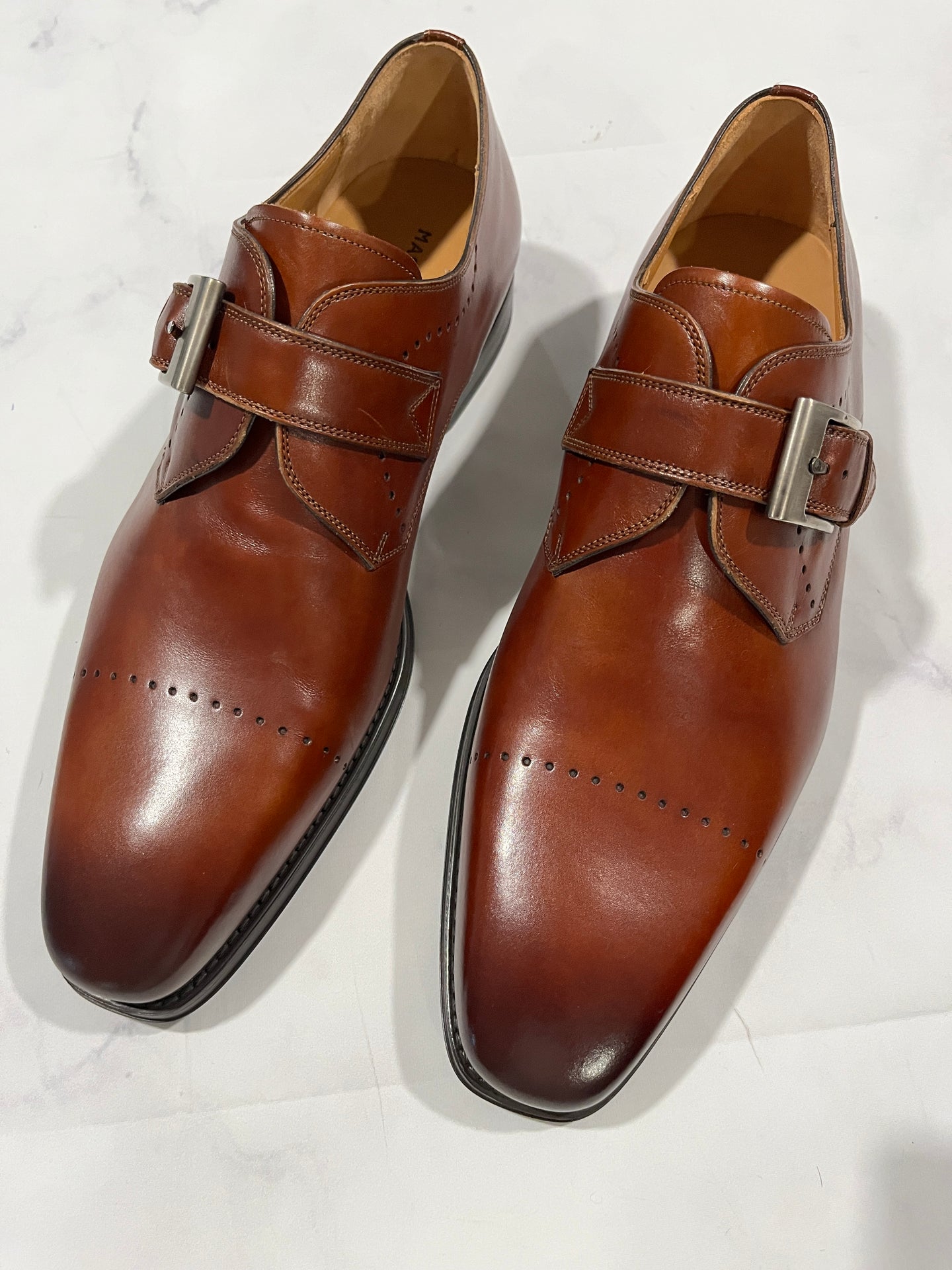 Magnanni Cognac Strap Dress Shoes Size 10.5