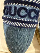 Load image into Gallery viewer, Gucci GG Denim Blue Espadrille
