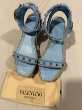Load image into Gallery viewer, Valentino Garavani Rockstud Blue Espadrille Wedge  Sandals

