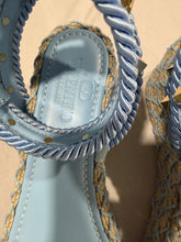 Load image into Gallery viewer, Valentino Garavani Rockstud Blue Espadrille Wedge  Sandals
