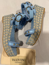 Load image into Gallery viewer, Valentino Garavani Rockstud Blue Espadrille Wedge  Sandals
