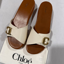 Load image into Gallery viewer, Chloe White Leather Wooden Clogs
