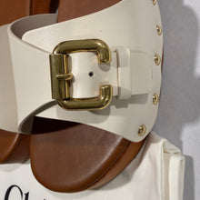 Load image into Gallery viewer, Chloe White Leather Wooden Clogs
