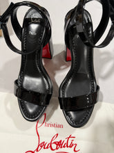 Load image into Gallery viewer, Christian Louboutin Black Patent Leather 130 Heel Sandal
