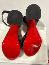 Load image into Gallery viewer, Christian Louboutin Black Patent Leather 130 Heel Sandal

