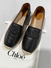 Load image into Gallery viewer, Chloe Black Leather Espadrilles
