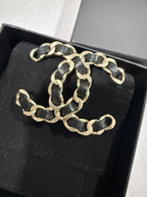 Load image into Gallery viewer, Chanel 2016  CC Black Enchained Gold Brooch
