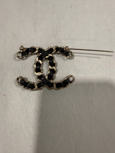 Load image into Gallery viewer, Chanel 2016  CC Black Enchained Gold Brooch
