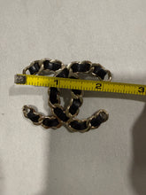 Load image into Gallery viewer, Chanel 2016  CC Black Enchained Gold Brooch
