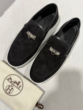 Load image into Gallery viewer, Hermes Black Suede Loafer
