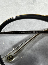 Load image into Gallery viewer, Gucci Black Acetate Gold Round Metal Sunglasses
