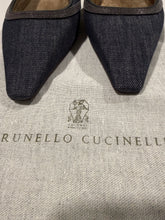 Load image into Gallery viewer, Brunello Cucinelli Pointy Toe Blue Denim Slingbacks
