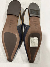 Load image into Gallery viewer, Brunello Cucinelli Pointy Toe Blue Denim Slingbacks
