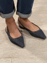 Load image into Gallery viewer, Brunello Cucinelli Pointy Toe Blue Denim Slingbacks
