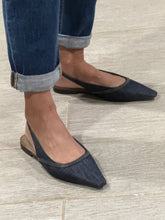 Load image into Gallery viewer, Brunello Cucinelli Pointy Toe Blue Denim Slingbacks
