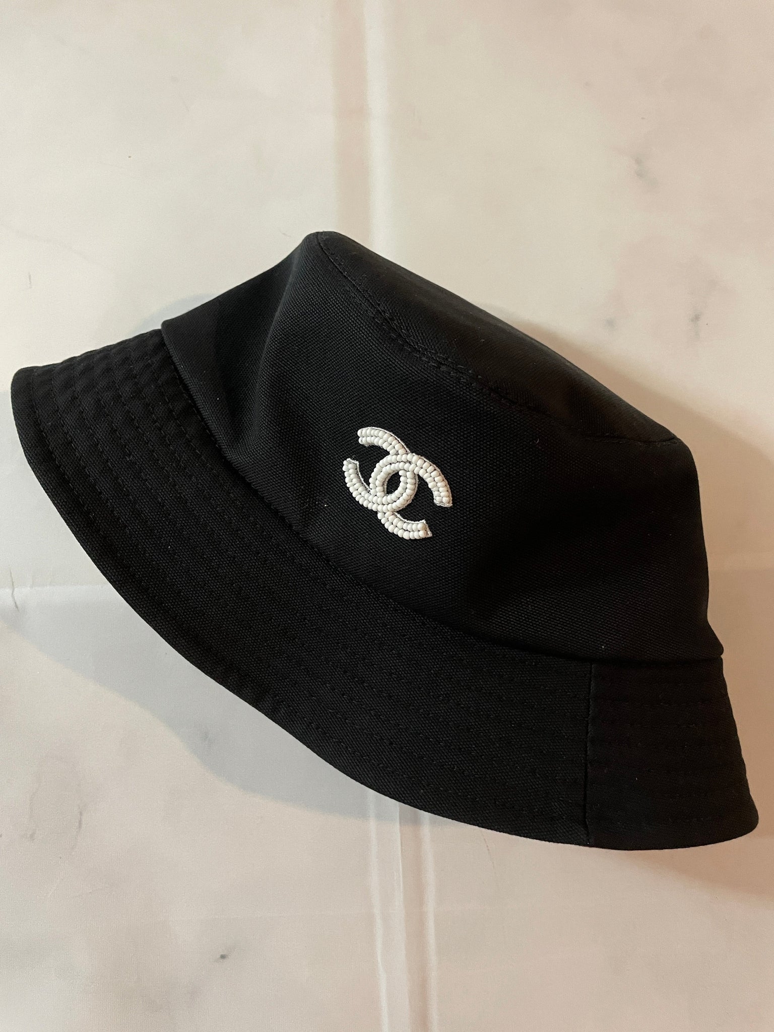 CHANEL, Accessories, Chanel Black Cotton Cc Logo Baseball Cap Hat