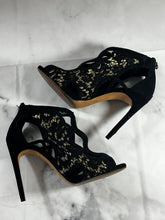 Load image into Gallery viewer, Alexandre Birman Black Suede &amp; Lace Cutout Booties
