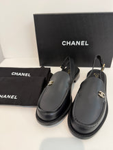 Load image into Gallery viewer, Chanel 20B  Black  Leather  Loafer Round Toe Sling backs
