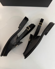Load image into Gallery viewer, Chanel 20B  Black  Leather  Loafer Round Toe Sling backs
