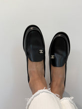 Load image into Gallery viewer, Chanel 20B  Black  Leather  Loafer Round Toe Sling backs
