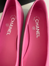 Load image into Gallery viewer, Chanel 24C  Pink Leather Black Grosgrain CC Captoe Ballet Flat
