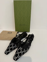 Load image into Gallery viewer, Gucci GG Mesh Suede Crystal Embellished GG Slingback

