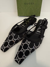 Load image into Gallery viewer, Gucci GG Mesh Suede Crystal Embellished GG Slingback
