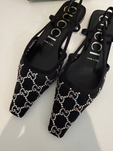 Load image into Gallery viewer, Gucci GG Mesh Suede Crystal Embellished GG Slingback
